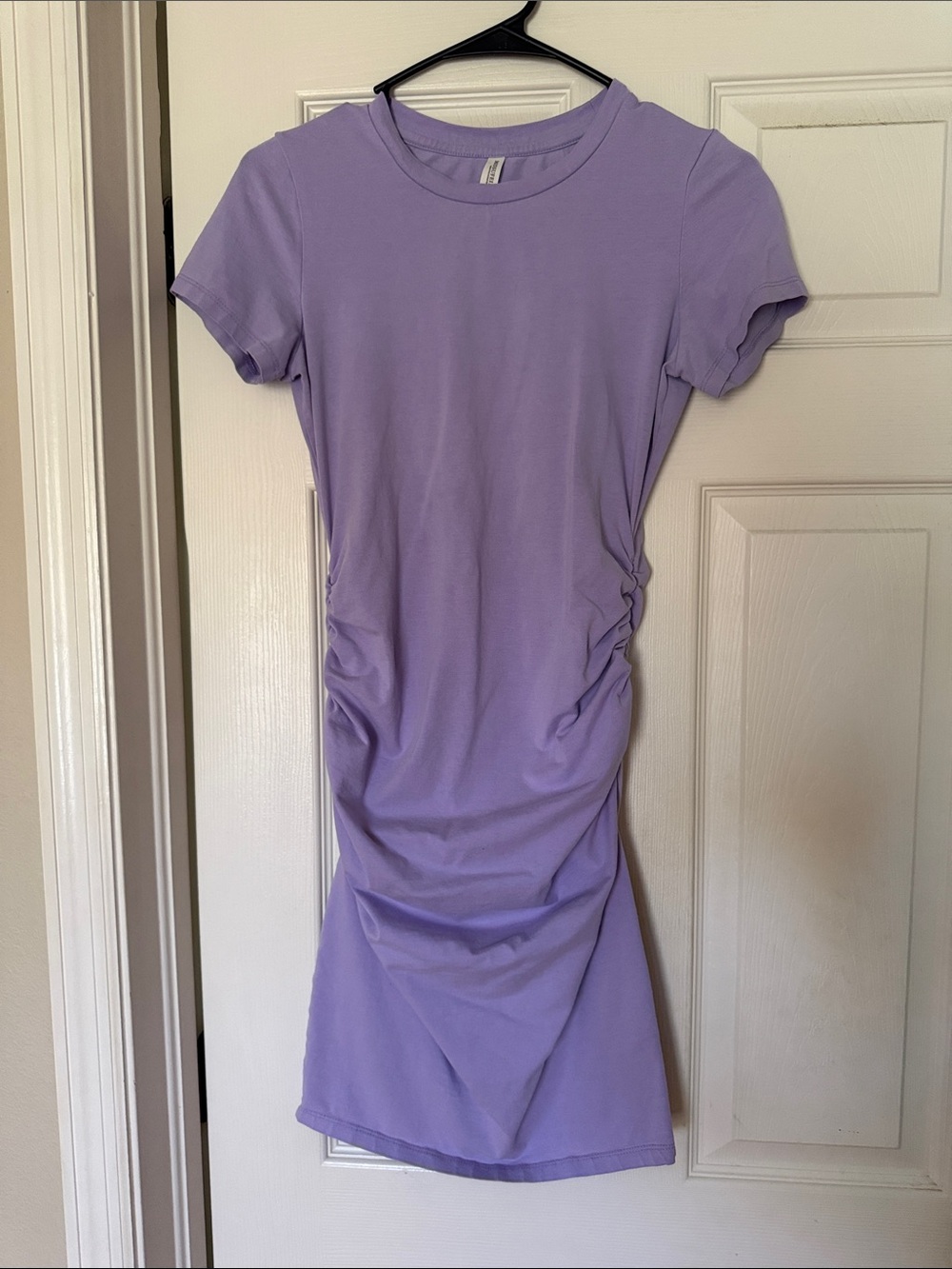 Amazon Lilac Short-Sleeve Midi Dress with Side Ruching